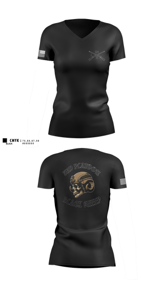 Women's Short Sleeve Vneck Shirt, 3rd PLT black sheep, Army, Teamtime, Team time, sublimation, custom sports apparel, team uniforms, spirit wear, spiritwear, sports uniforms, custom shirts, team store, custom team store, fundraiser sports, apparel fundraiser