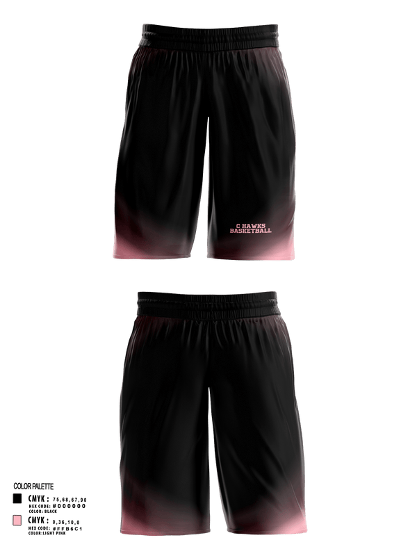 Mens Basketball Shorts, C hawks, Men's Basketball, Teamtime, Team time, sublimation, custom sports apparel, team uniforms, spirit wear, spiritwear, sports uniforms, custom shirts, team store, custom team store, fundraiser sports, apparel fundraiser