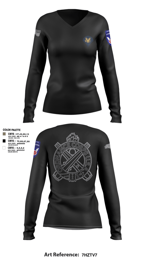 Women's Long Sleeve Vneck Shirt, 205TH MOD, Army, Teamtime, Team time, sublimation, custom sports apparel, team uniforms, spirit wear, spiritwear, sports uniforms, custom shirts, team store, custom team store, fundraiser sports, apparel fundraiser