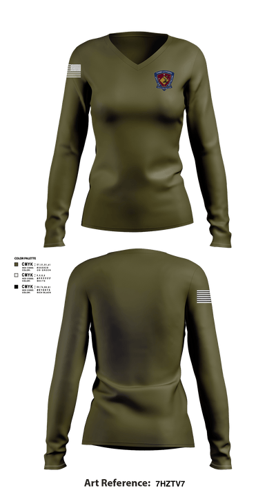3D LAAB 52111712 Women's Long Sleeve V-neck Shirt - 1