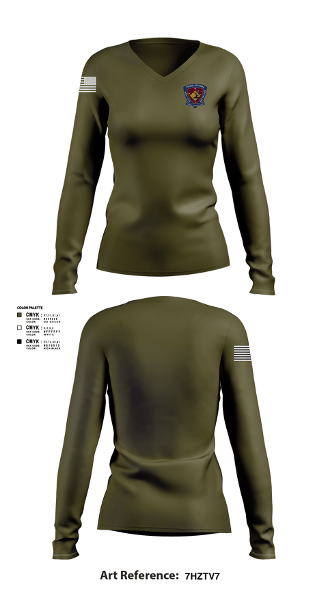 Women's Long Sleeve Vneck Shirt, 3D LAAB, Marines, Teamtime, Team time, sublimation, custom sports apparel, team uniforms, spirit wear, spiritwear, sports uniforms, custom shirts, team store, custom team store, fundraiser sports, apparel fundraiser
