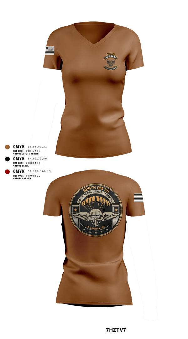 Women's Short Sleeve Vneck Shirt, 824th QM CO (CADC-A), Army, Teamtime, Team time, sublimation, custom sports apparel, team uniforms, spirit wear, spiritwear, sports uniforms, custom shirts, team store, custom team store, fundraiser sports, apparel fundraiser
