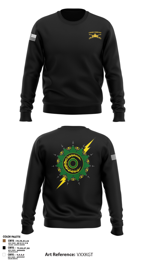 Crew Neck Sweatshirt, Chaos Company, Army, Teamtime, Team time, sublimation, custom sports apparel, team uniforms, spirit wear, spiritwear, sports uniforms, custom shirts, team store, custom team store, fundraiser sports, apparel fundraiser