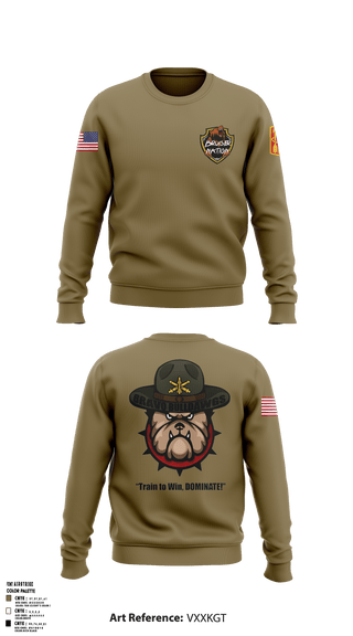 Crew Neck Sweatshirt, Bravo Bulldawgs, Army, Teamtime, Team time, sublimation, custom sports apparel, team uniforms, spirit wear, spiritwear, sports uniforms, custom shirts, team store, custom team store, fundraiser sports, apparel fundraiser