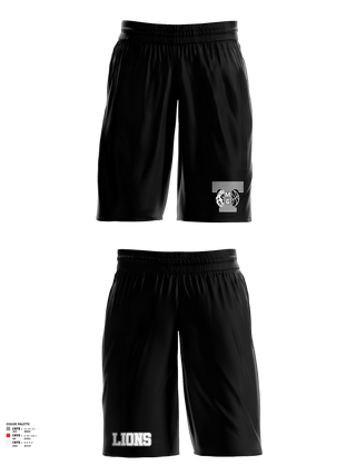 Mens Basketball Shorts, TMG Lions, Men's Basketball, Teamtime, Team time, sublimation, custom sports apparel, team uniforms, spirit wear, spiritwear, sports uniforms, custom shirts, team store, custom team store, fundraiser sports, apparel fundraiser