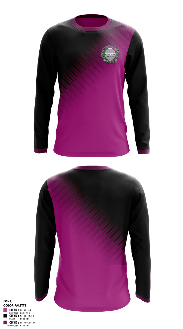 Long Sleeve Performance Shirt, Familia Fc, Men's Soccer, Teamtime, Team time, sublimation, custom sports apparel, team uniforms, spirit wear, spiritwear, sports uniforms, custom shirts, team store, custom team store, fundraiser sports, apparel fundraiser