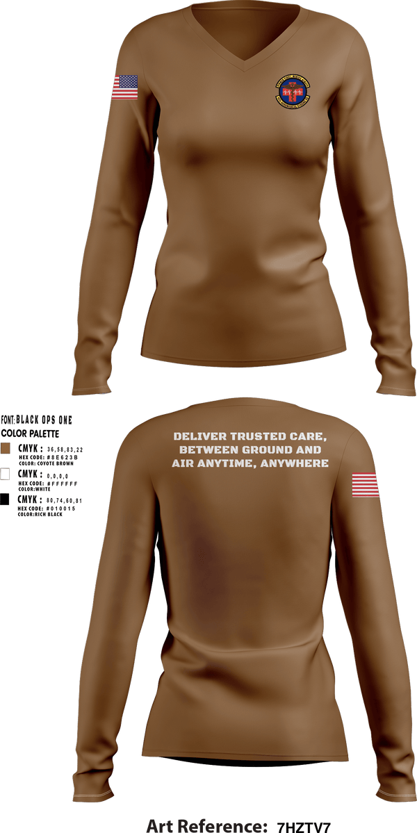 Women's Long Sleeve Vneck Shirt, 452d Aeromedical Staging Squadron, Air Force, Teamtime, Team time, sublimation, custom sports apparel, team uniforms, spirit wear, spiritwear, sports uniforms, custom shirts, team store, custom team store, fundraiser sports, apparel fundraiser