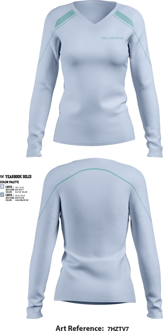 Women's Long Sleeve Vneck Shirt, Steel athletic ms, Cheer, Teamtime, Team time, sublimation, custom sports apparel, team uniforms, spirit wear, spiritwear, sports uniforms, custom shirts, team store, custom team store, fundraiser sports, apparel fundraiser