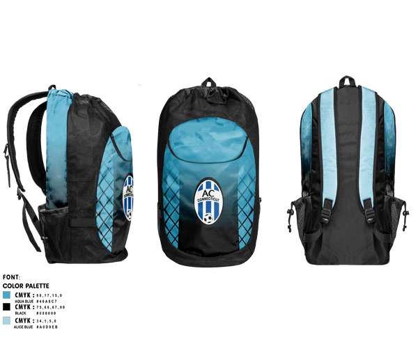 Gear Bag, Ac Connecticut, Men's Soccer, Teamtime, Team time, sublimation, custom sports apparel, team uniforms, spirit wear, spiritwear, sports uniforms, custom shirts, team store, custom team store, fundraiser sports, apparel fundraiser