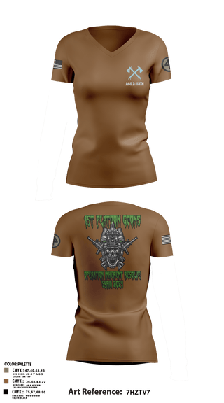 Women's Short Sleeve Vneck Shirt, A-CO 2-113th Infantry, Army, Teamtime, Team time, sublimation, custom sports apparel, team uniforms, spirit wear, spiritwear, sports uniforms, custom shirts, team store, custom team store, fundraiser sports, apparel fundraiser