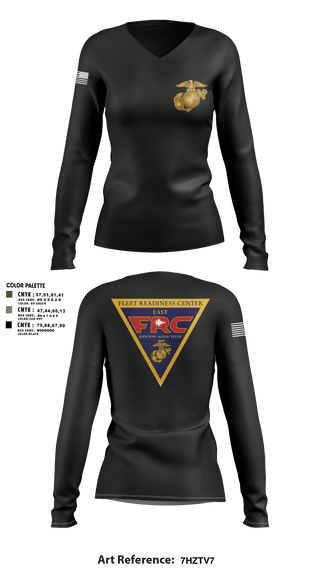 Women's Long Sleeve Vneck Shirt, FRC East, Marines, Teamtime, Team time, sublimation, custom sports apparel, team uniforms, spirit wear, spiritwear, sports uniforms, custom shirts, team store, custom team store, fundraiser sports, apparel fundraiser