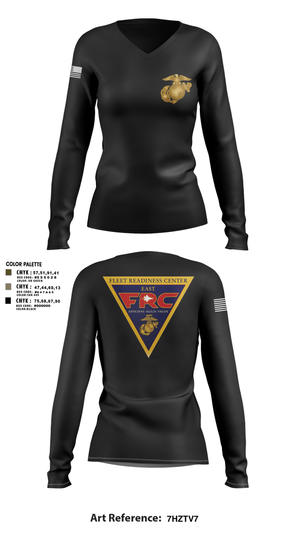 Women's Long Sleeve Vneck Shirt, FRC East, Marines, Teamtime, Team time, sublimation, custom sports apparel, team uniforms, spirit wear, spiritwear, sports uniforms, custom shirts, team store, custom team store, fundraiser sports, apparel fundraiser