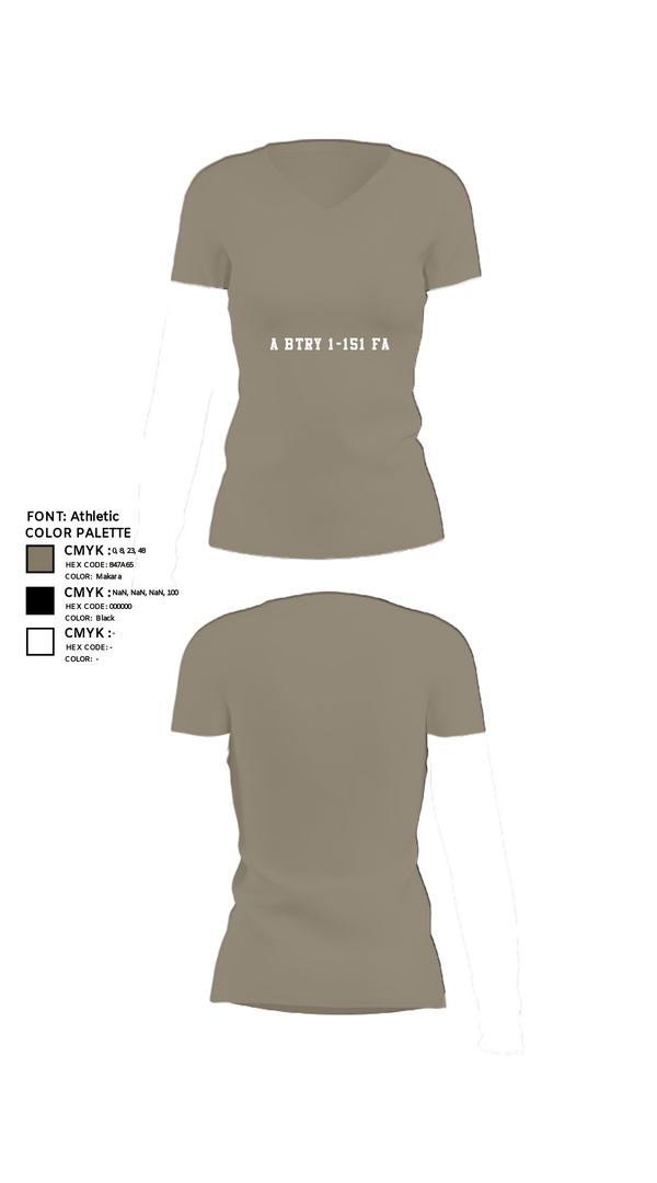 Women's Short Sleeve Vneck Shirt, A BTRY 1-151 FA, National Guard, Teamtime, Team time, sublimation, custom sports apparel, team uniforms, spirit wear, spiritwear, sports uniforms, custom shirts, team store, custom team store, fundraiser sports, apparel fundraiser