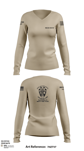 Women's Long Sleeve Vneck Shirt, Service AideService AideVia De Cristo, , Teamtime, Team time, sublimation, custom sports apparel, team uniforms, spirit wear, spiritwear, sports uniforms, custom shirts, team store, custom team store, fundraiser sports, apparel fundraiser