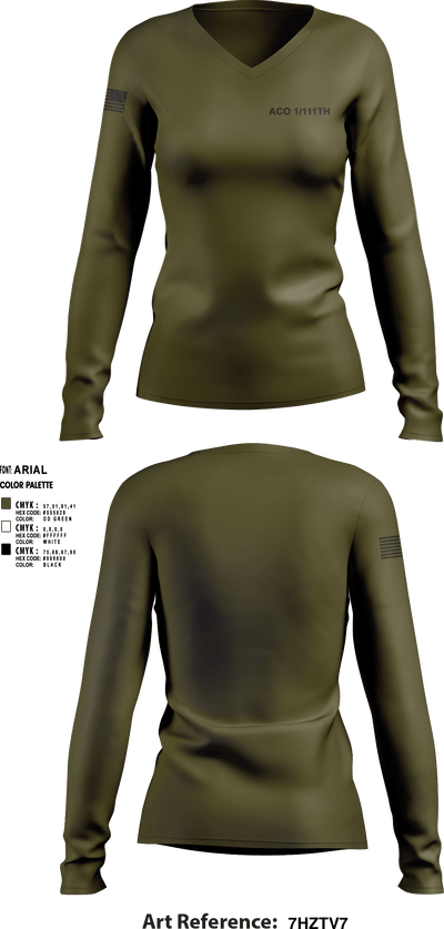 Aco 1/111th 10793492 Women's Long Sleeve V-neck Shirt - 1