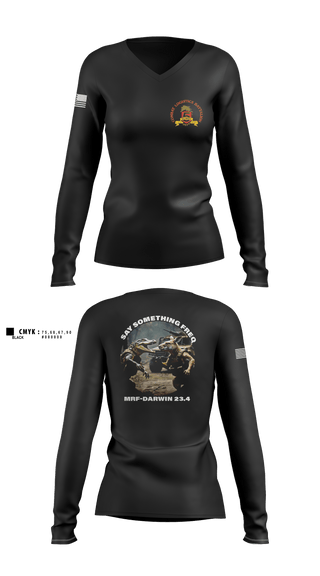 Women's Long Sleeve Vneck Shirt, Clb-5, Marines, Teamtime, Team time, sublimation, custom sports apparel, team uniforms, spirit wear, spiritwear, sports uniforms, custom shirts, team store, custom team store, fundraiser sports, apparel fundraiser