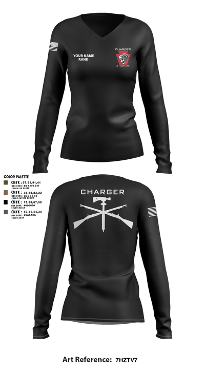 Charger Co. / 2-112th Infantry Battalion 37738588 Women's Long Sleeve V-neck Shirt - 79