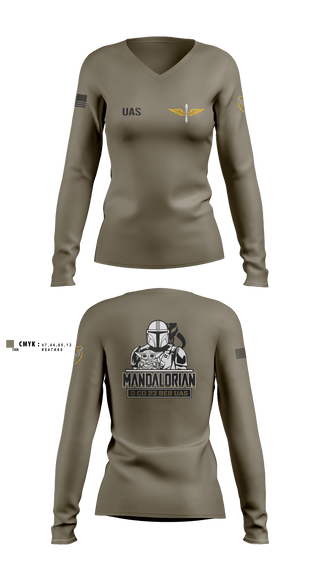 Women's Long Sleeve Vneck Shirt, 23rd BEB UAS, Army, Teamtime, Team time, sublimation, custom sports apparel, team uniforms, spirit wear, spiritwear, sports uniforms, custom shirts, team store, custom team store, fundraiser sports, apparel fundraiser