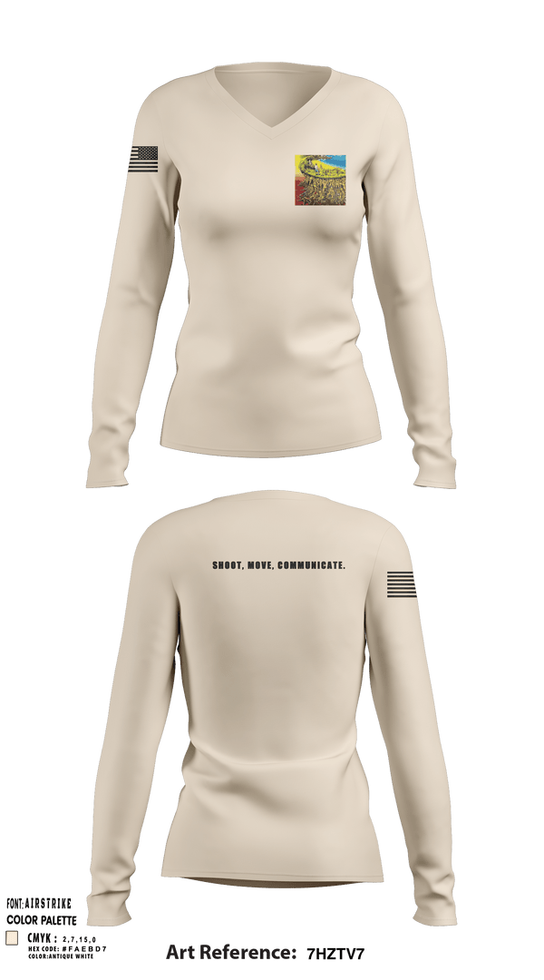 Women's Long Sleeve Vneck Shirt, 218th Maneuver brigade, National Guard, Teamtime, Team time, sublimation, custom sports apparel, team uniforms, spirit wear, spiritwear, sports uniforms, custom shirts, team store, custom team store, fundraiser sports, apparel fundraiser