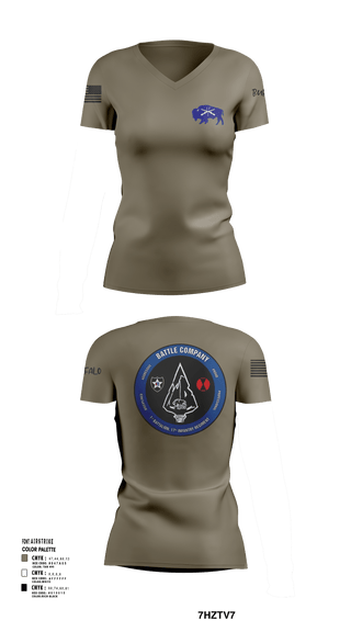 Women's Short Sleeve Vneck Shirt, Battle company 1-17IN, Army, Teamtime, Team time, sublimation, custom sports apparel, team uniforms, spirit wear, spiritwear, sports uniforms, custom shirts, team store, custom team store, fundraiser sports, apparel fundraiser