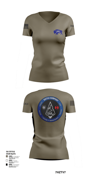 Battle company 1-17IN 67217435 Women's Short Sleeve V-neck Shirt - 1