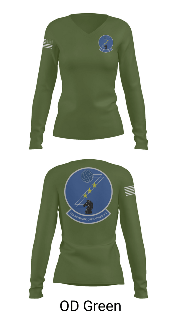 Women's Long Sleeve Vneck Shirt, 83 NOS, Air Force, Teamtime, Team time, sublimation, custom sports apparel, team uniforms, spirit wear, spiritwear, sports uniforms, custom shirts, team store, custom team store, fundraiser sports, apparel fundraiser