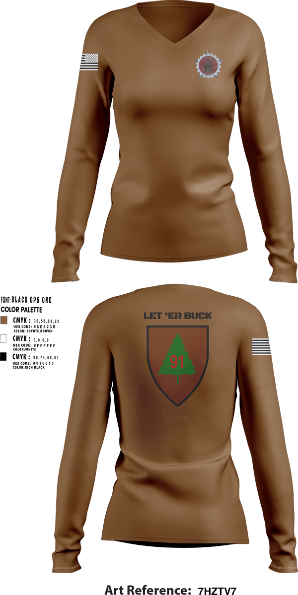 Women's Long Sleeve Vneck Shirt, 4-361st OC/T, Army, Teamtime, Team time, sublimation, custom sports apparel, team uniforms, spirit wear, spiritwear, sports uniforms, custom shirts, team store, custom team store, fundraiser sports, apparel fundraiser