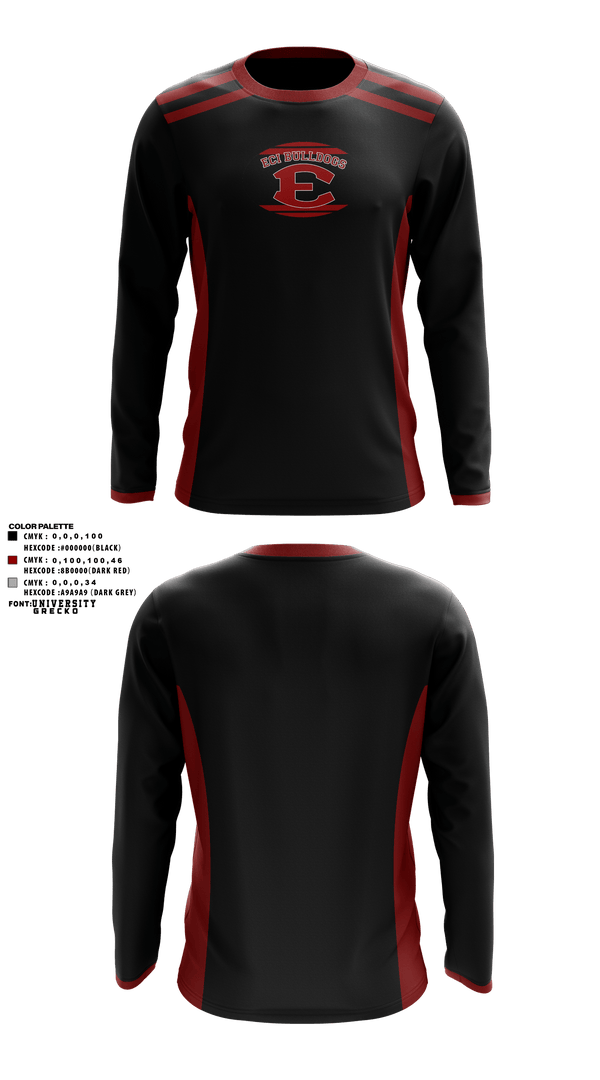 Long Sleeve Performance Shirt, E.C.I.BULLDOGS, Football, Teamtime, Team time, sublimation, custom sports apparel, team uniforms, spirit wear, spiritwear, sports uniforms, custom shirts, team store, custom team store, fundraiser sports, apparel fundraiser
