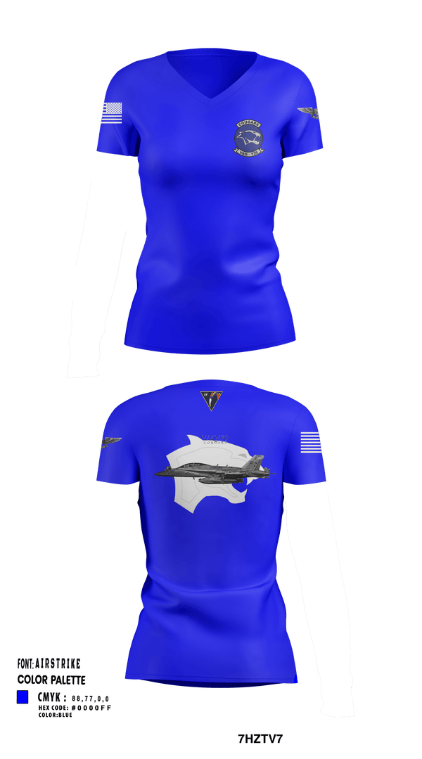 Women's Short Sleeve Vneck Shirt, VAQ-139 Cougars, Navy, Teamtime, Team time, sublimation, custom sports apparel, team uniforms, spirit wear, spiritwear, sports uniforms, custom shirts, team store, custom team store, fundraiser sports, apparel fundraiser