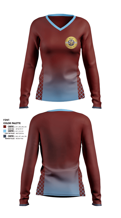 Women's Long Sleeve Vneck Shirt, Rock Star, Men's Soccer, Teamtime, Team time, sublimation, custom sports apparel, team uniforms, spirit wear, spiritwear, sports uniforms, custom shirts, team store, custom team store, fundraiser sports, apparel fundraiser