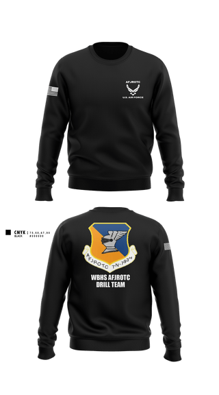 Crew Neck Sweatshirt, WBHS AFJROTC, Air Force, Teamtime, Team time, sublimation, custom sports apparel, team uniforms, spirit wear, spiritwear, sports uniforms, custom shirts, team store, custom team store, fundraiser sports, apparel fundraiser