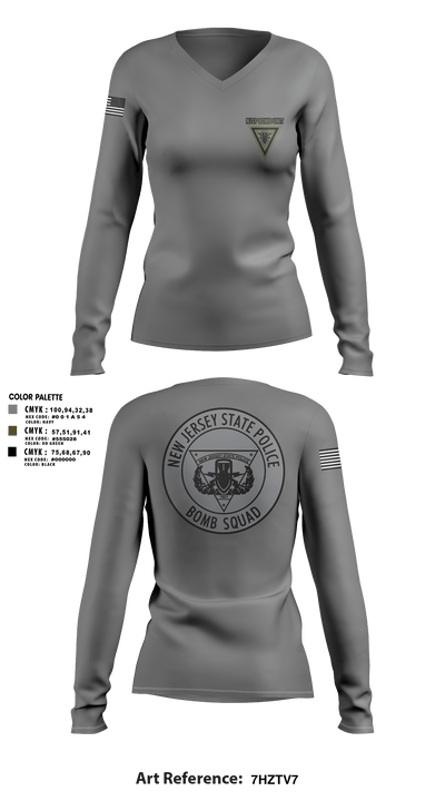 NJSP BOMB UNIT 44514852 Women's Long Sleeve V-neck Shirt - 191