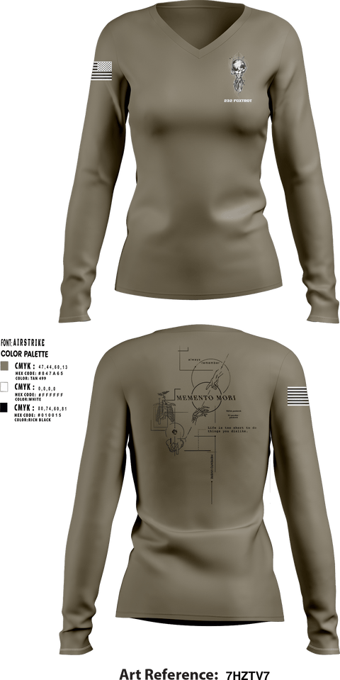 Women's Long Sleeve Vneck Shirt, 232 Foxtrot, Army, Teamtime, Team time, sublimation, custom sports apparel, team uniforms, spirit wear, spiritwear, sports uniforms, custom shirts, team store, custom team store, fundraiser sports, apparel fundraiser