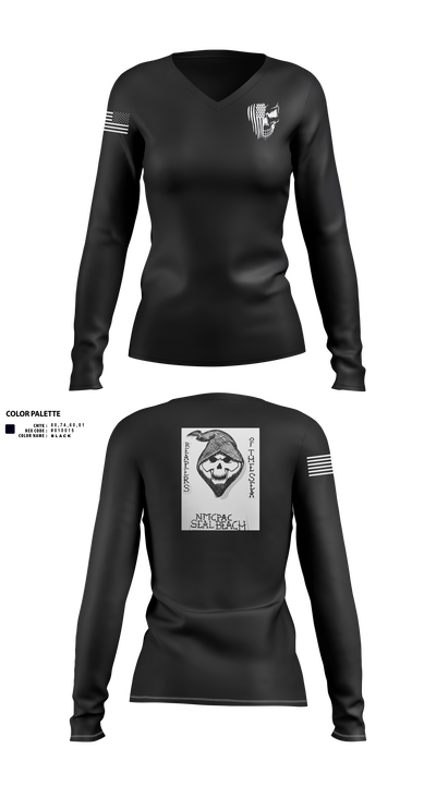 NMCPAC Seal Beach 31658085 Women's Long Sleeve V-neck Shirt - 1