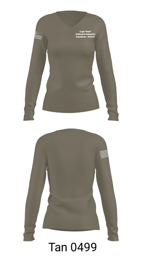 Women's Long Sleeve Vneck Shirt, Capt “Bud” Jackson Composite Squadron - NJ102, Air Force, Teamtime, Team time, sublimation, custom sports apparel, team uniforms, spirit wear, spiritwear, sports uniforms, custom shirts, team store, custom team store, fundraiser sports, apparel fundraiser