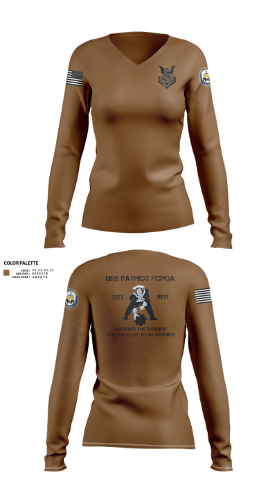 Uss patriot 25389184 Women's Long Sleeve V-neck Shirt - 21