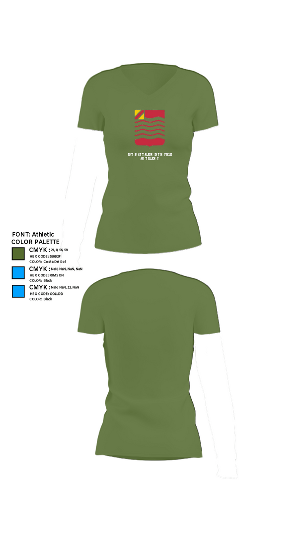 Women's Short Sleeve Vneck Shirt, 1st Battalion 15th Field Artillery, Army, Teamtime, Team time, sublimation, custom sports apparel, team uniforms, spirit wear, spiritwear, sports uniforms, custom shirts, team store, custom team store, fundraiser sports, apparel fundraiser