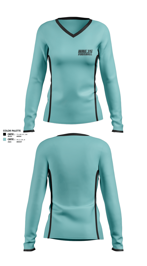 Women's Long Sleeve Vneck Shirt, Haejs, Football, Teamtime, Team time, sublimation, custom sports apparel, team uniforms, spirit wear, spiritwear, sports uniforms, custom shirts, team store, custom team store, fundraiser sports, apparel fundraiser