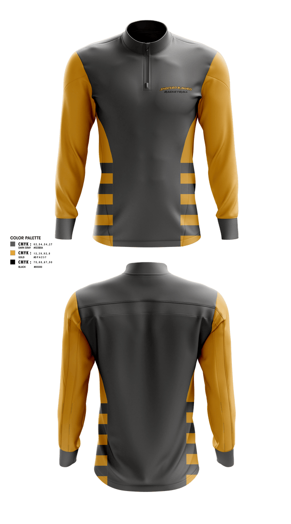 Quarter Zip Jacket, Shocked & Awed, Men's Basketball, Teamtime, Team time, sublimation, custom sports apparel, team uniforms, spirit wear, spiritwear, sports uniforms, custom shirts, team store, custom team store, fundraiser sports, apparel fundraiser