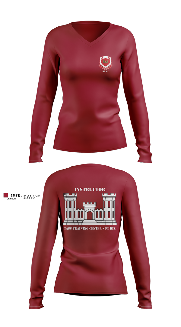 Women's Long Sleeve Vneck Shirt, 80th TC, TTC-Dix, Army, Teamtime, Team time, sublimation, custom sports apparel, team uniforms, spirit wear, spiritwear, sports uniforms, custom shirts, team store, custom team store, fundraiser sports, apparel fundraiser