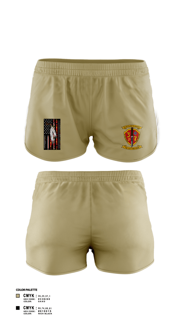 Women's Shorts, 3/7 India Co. Wpns Plt, Marines, Teamtime, Team time, sublimation, custom sports apparel, team uniforms, spirit wear, spiritwear, sports uniforms, custom shirts, team store, custom team store, fundraiser sports, apparel fundraiser