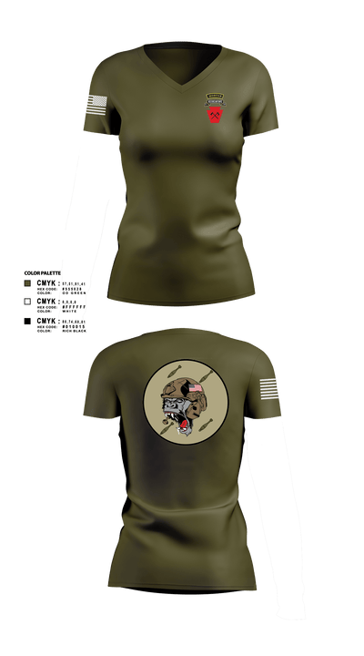 A co 1-111th MTRAco 1-111th secfor 26683697 Women's Short Sleeve V-neck Shirt - 4