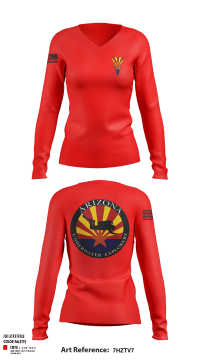 Arizona Underwater Explorers 16457471 Women's Long Sleeve V-neck Shirt - 41
