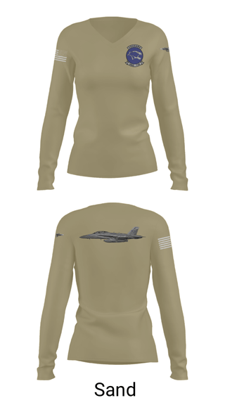 Women's Long Sleeve Vneck Shirt, VAQ-139 Cougars, Navy, Teamtime, Team time, sublimation, custom sports apparel, team uniforms, spirit wear, spiritwear, sports uniforms, custom shirts, team store, custom team store, fundraiser sports, apparel fundraiser