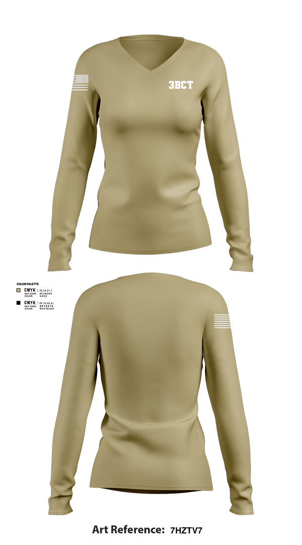 Women's Long Sleeve Vneck Shirt, S2 HHC 3BCT, Army, Teamtime, Team time, sublimation, custom sports apparel, team uniforms, spirit wear, spiritwear, sports uniforms, custom shirts, team store, custom team store, fundraiser sports, apparel fundraiser