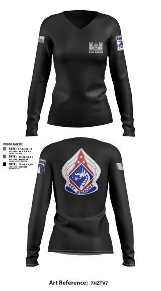 Women's Long Sleeve Vneck Shirt, XVIII ABN G2, Army, Teamtime, Team time, sublimation, custom sports apparel, team uniforms, spirit wear, spiritwear, sports uniforms, custom shirts, team store, custom team store, fundraiser sports, apparel fundraiser