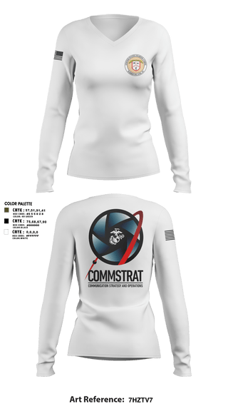 Women's Long Sleeve Vneck Shirt, MCRDPI COMMSTRAT, Marines, Teamtime, Team time, sublimation, custom sports apparel, team uniforms, spirit wear, spiritwear, sports uniforms, custom shirts, team store, custom team store, fundraiser sports, apparel fundraiser