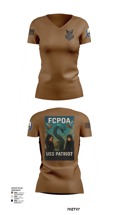 USS PATRIOT FCPOA Women's Short Sleeve V-neck Shirt - 101