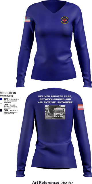 Women's Long Sleeve Vneck Shirt, 452d Aeromedical Staging Squadron, Air Force, Teamtime, Team time, sublimation, custom sports apparel, team uniforms, spirit wear, spiritwear, sports uniforms, custom shirts, team store, custom team store, fundraiser sports, apparel fundraiser
