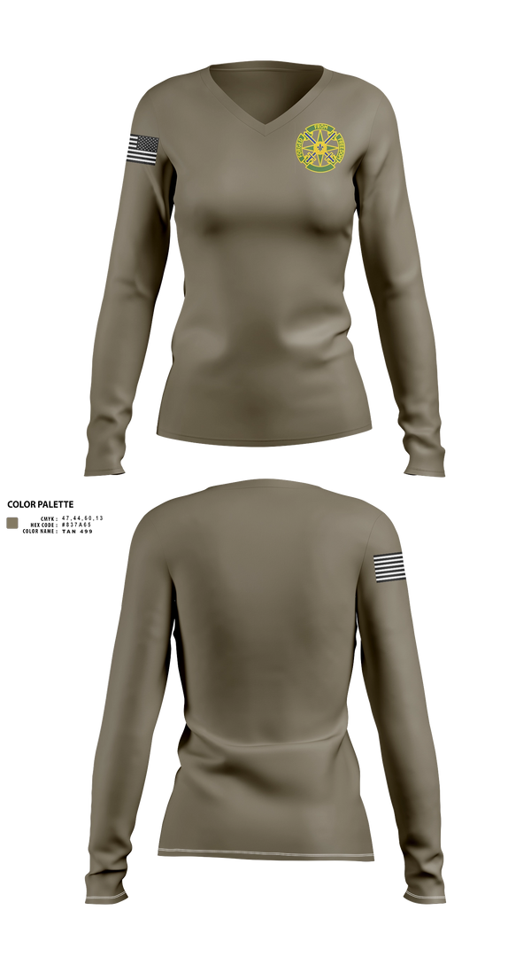 Women's Long Sleeve Vneck Shirt, 185th MP BN, , Teamtime, Team time, sublimation, custom sports apparel, team uniforms, spirit wear, spiritwear, sports uniforms, custom shirts, team store, custom team store, fundraiser sports, apparel fundraiser